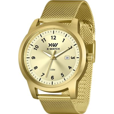 Relógio X-Watch Masculino Ref: Xmgs1049 C2kx Casual Mesh Dourado