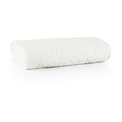 Jogo de Banho Native Fio Penteado Jacquard Folhas 05 Peças 100% Algodão - Off White