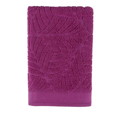 Jogo de Banho Native Fio Penteado Jacquard Folhas 05 Peças 100% Algodão - Pitaya/Rosa Vintage/Pitaya