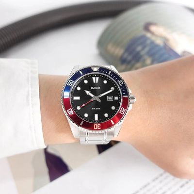 Relógio Casio Masculino Ref:Mdv-107d-1a3vdf Duro Diver Prateado