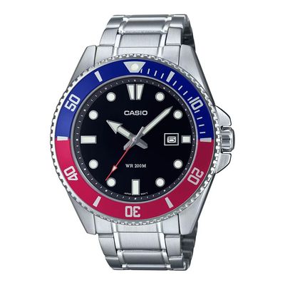 Relógio Casio Masculino Ref:Mdv-107d-1a3vdf Duro Diver Prateado