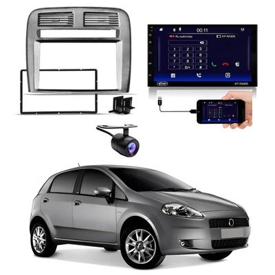 Central Multimidia Fiat Punto Carplay Android Auto Grafite