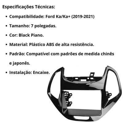 Central Multimídia 2 Din Mp5 Ford Ka-ka+ Câmera Moldura Bp