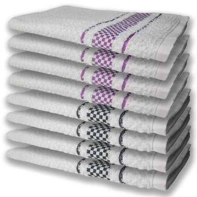 8 Panos de Prato Atoalhado Felpudo Premium 4 Roxo 4 Preto