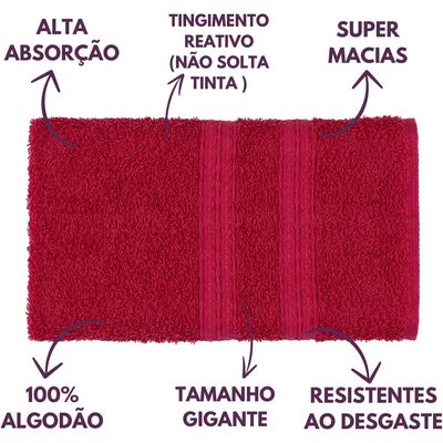 Jogo de Toalhas Gigante Itália Soft 2 Banhão + 2 Rosto + 2 Tapete Luxo 100% Algodão - Rosa