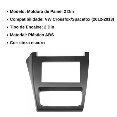 Central Multimídia 2 Din Mp5 Spacefox 2012-13 Câmera Moldura Tela