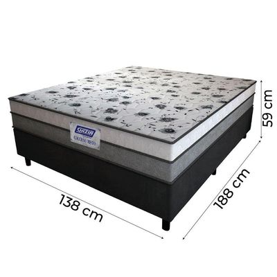 Cama Box Casal Colchão Espuma D33 Fort 138x188x59cm Gazin  Cinza / Branco