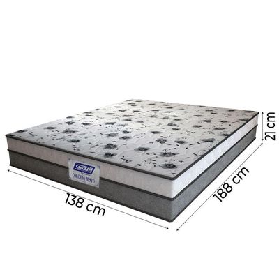 Cama Box Casal Colchão Espuma D33 Fort 138x188x59cm Gazin  Cinza / Branco