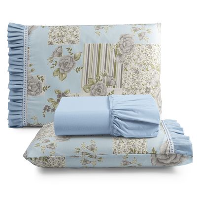 Kit Jogo de Cama Lençol Queen Minuano 3 Peças com 4 Unidades - 100% Algodão