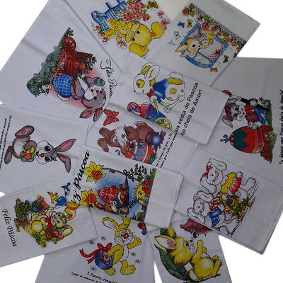 Pano De Prato Lomaer Sacaria Estampado Pascoa 0,45 x 0,71cm 12Und Branco