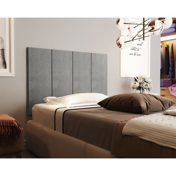 Painel Cama Box Valence 0,90 Tecido Suede cor Cinza - Comprar Moveis Em Casa