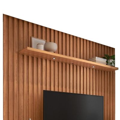 Rack Para Sala com Painel Ripado Para TV 60 Pol Fita LED Ada D03 Freijó - Lyam Decor