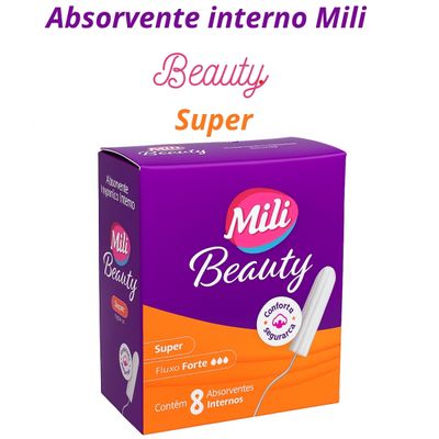 Absorvente interno Super Mili Beauty  kit  2 caixas com 8 (total: 16 absorventes internos)
