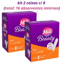 Absorvente interno Super Mili Beauty  kit  2 caixas com 8 (total: 16 absorventes internos)