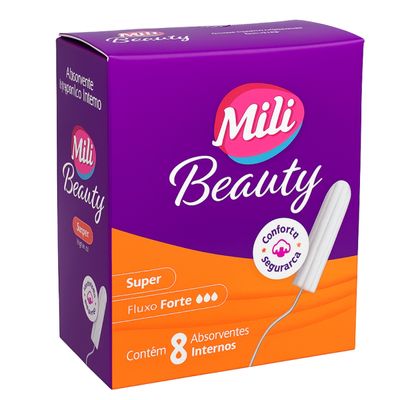 Absorvente interno Super Mili Beauty  kit  2 caixas com 8 (total: 16 absorventes internos)