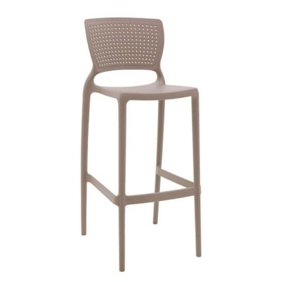 Kit 4 Banquetas Altas Plástico Resistente Tramontina Safira Camurça para Bar Bancada Ilha Cozinha