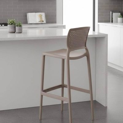 Kit 4 Banquetas Altas Plástico Resistente Tramontina Safira Camurça para Bar Bancada Ilha Cozinha