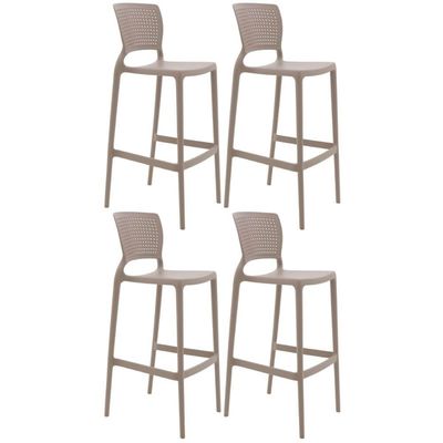 Kit 4 Banquetas Altas Plástico Resistente Tramontina Safira Camurça para Bar Bancada Ilha Cozinha