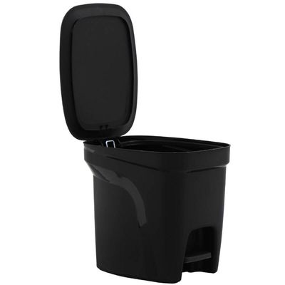 Lixeira com Tampa Pedal 7L Tramontina Compact Plástico Preto Cesto de Lixo para Casa