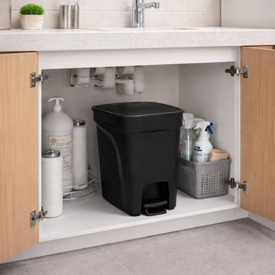 Lixeira com Tampa Pedal 7L Tramontina Compact Plástico Preto Cesto de Lixo para Casa