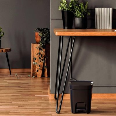 Lixeira com Tampa Pedal 7L Tramontina Compact Plástico Preto Cesto de Lixo para Casa