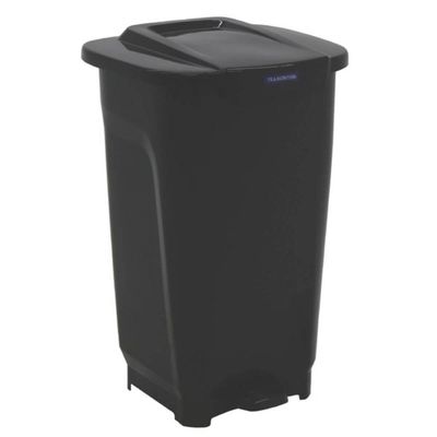 Lixeira Plástica Retangular Preta 50L Tramontina Pedal Tampa Coleta Seletiva Empresas