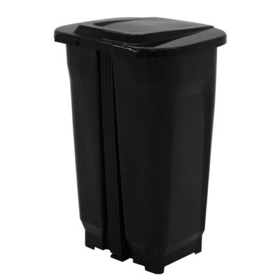 Lixeira Plástica Retangular Preta 50L Tramontina Pedal Tampa Coleta Seletiva Empresas