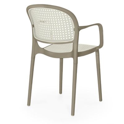 Kit 8 Cadeiras De Jantar Roma Prática Com Braços Para Sala E Cozinha - Branco/cinza Escuro
