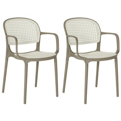 Kit 2 Cadeiras De Jantar Roma Prática Com Braços Para Sala E Cozinha - Branco/cinza Escuro