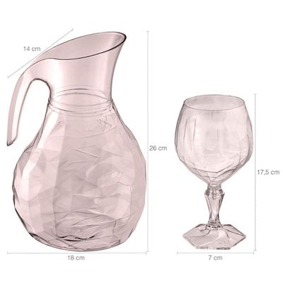 Kit Jarra 2,3L E 6 Taças 350ml Água Suco UZ