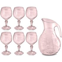 Kit Jarra 2,3L E 6 Taças 350ml Água Suco UZ