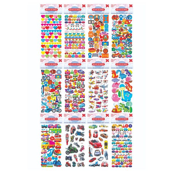 Cartela de Adesivos Infantil Masculino Carros - Make+