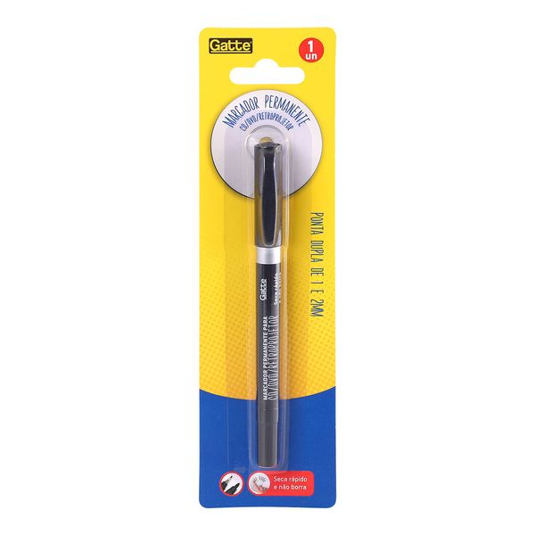 Marcador Permanente Ponta Dupla Preto - Make+