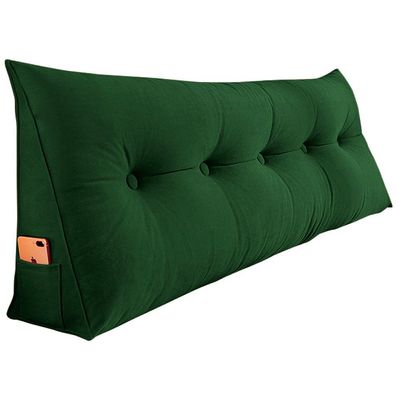 Almofada Para Cabeceira Encosto Apoio Lombar Spot 160cm Com Porta Celular Suede - Abmaza Cor Verde