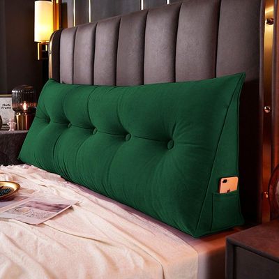 Almofada Para Cabeceira Encosto Apoio Lombar Spot 160cm Com Porta Celular Suede - Abmaza Cor Verde