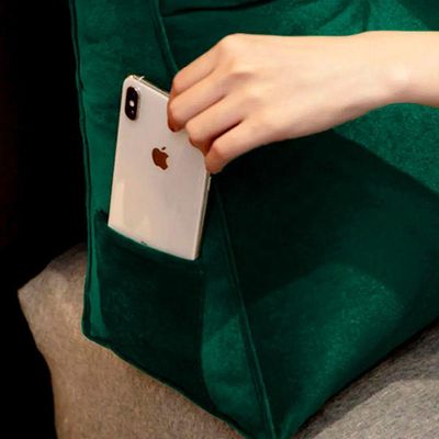 Almofada Para Cabeceira Encosto Apoio Lombar Spot 160cm Com Porta Celular Suede - Abmaza Cor Verde