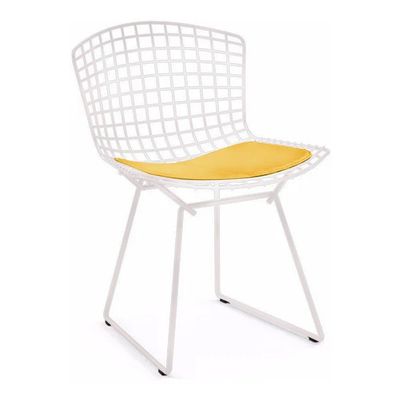 Kit 8 Cadeiras Bertoia Branca Com Assento Amarelo