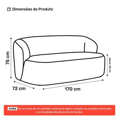 Sofá Orgânico Living Leez 170cm 02 Lugares Bouclê Off White - Desk Design Cor Off White