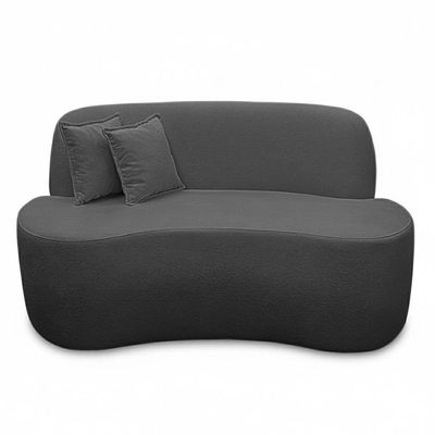 Sofá Minimalista Orgânico 2 Lugares Sala Bouclé Cinza