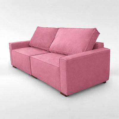 Sofá 2 Metros Contemporâneo Sala Estar Luxo Moderno Suede Rose