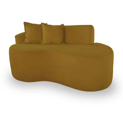 Sofá Confortável Orgânico Design Elegante Bouclé mostarda