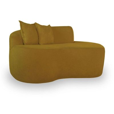 Sofá Confortável Orgânico Design Elegante Bouclé mostarda