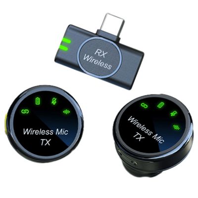 Microfone Duplo Lapela Sem fio 25 M Tipo C Case Carregamento