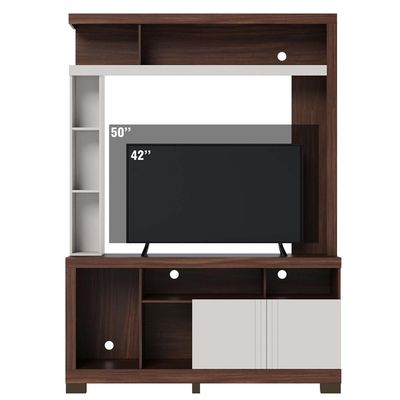 Estante Painel Para TV 50 Pol 136cm Efraim C04 Nogueira Real Off White Matte - Lyam Decor