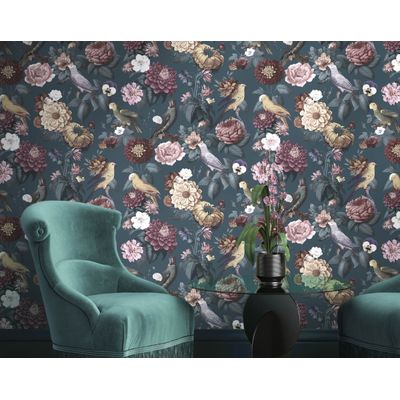 Papel de Parede Botany House Floral Azul 15547