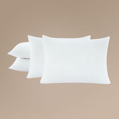 Kit 4 Travesseiros 50X70Cm Antialérgico Lavável Fibra Siliconada Macio Confort - Branco