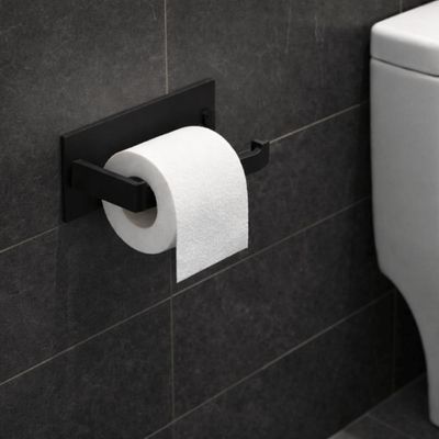 Porta Papel Higiênico de Parede Preto Fosco Banheiro Lavabo Suporte Rolo de Papel Elegante