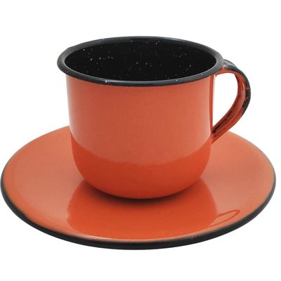 Caneca Esmaltada com Pires Café Chá 180ml