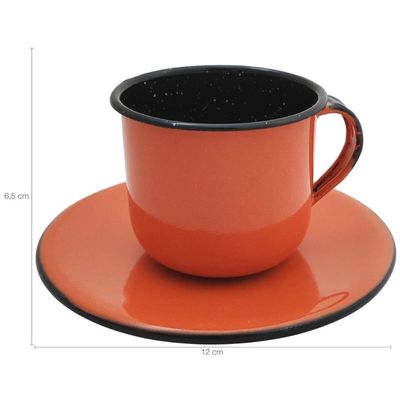 Caneca Esmaltada com Pires Café Chá 180ml