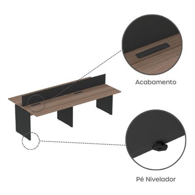 Plataforma Dupla Pé Painel 4p 2000x1200 Preto-walnut